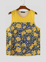 Men's Floral Print Colorblock Casual Tank SKUL22103
