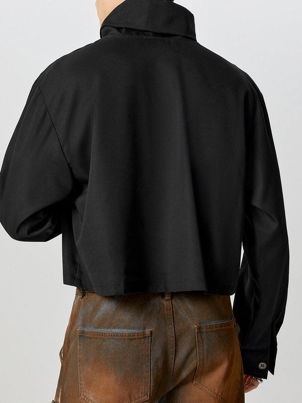 Mens Double-Breasted Design Cropped Long-Sleeve Jacket SKUK79522