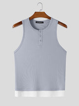Men's Contrast Textured Casual Tank SKUL45424