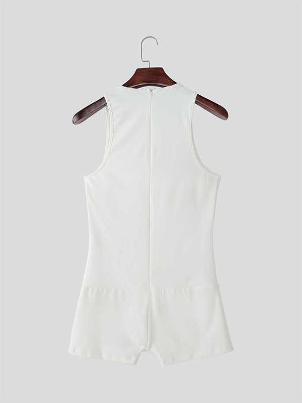 Men's Sheer Mesh Patchwork Sleeveless Bodysuit SKUL23652