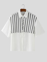 Men's Lace Patchwork Short Sleeve Shirt SKUL22324