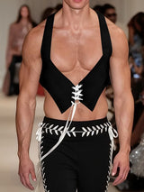 Men's Tie Contrast Color Street Style Waistcoat SKUL41263