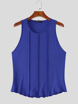 Men's Solid Color Knit Curved Hem Tank SKUL59478