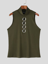 Mens Metal Ring Cutout High Neck Tank SKUL09496