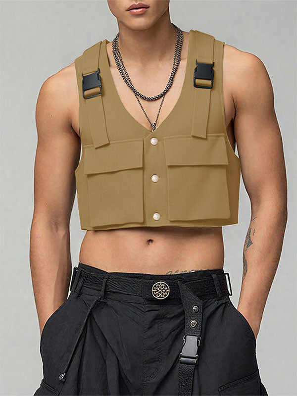 Men's Utility Pocket Cropped Casual Tank SKUL26222