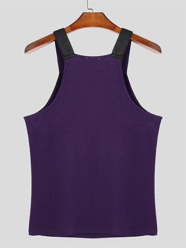 Mens Solid Color Knit Fitted Sleeveless Tank SKUL05346