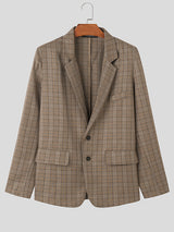 Mens Casual Plaid Long Sleeve Blazer SKUK76222