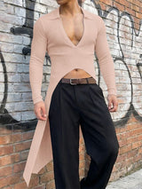 Men's Deconstructed Textured Long Hem Long Sleeve T-shirt SKUL53022