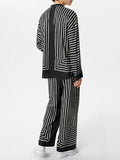Mens Striped Long Sleeve Two Pieces Outfits SKUK51721