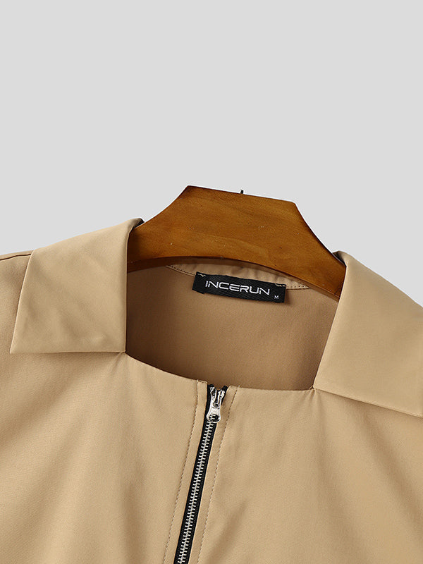 Mens Solid Color Half-Zip Tank SKUL07647