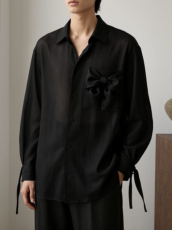 Men's Chiffon Sheer Long Sleeve Shirt SKUL41216