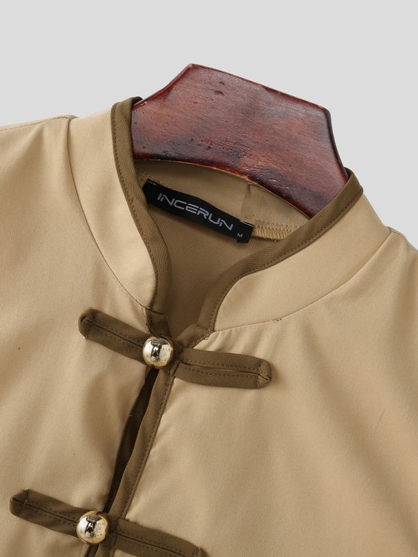 Men's Avant-Garde New Chinese Style Gold Spherical Toggles Waistcoat SKUL62048