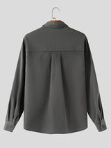 Men's Solid Color Casual Long Sleeve Shirt SKUL37259