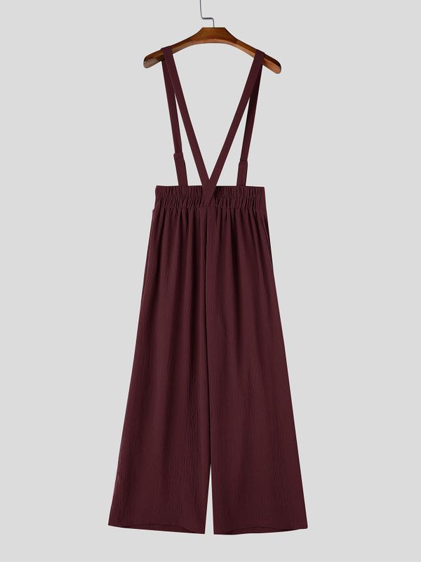 Men's Zen Minimalist Art Exhibition Asymmetric Wrap Overlay High-Waist Wide-Leg Pant SKUL85945