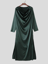 Men's Satin Slouchy Draped Neck Long Sleeve T-Shirt SKUL36366