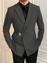 Mens Metal Button Detail Solid Color Long-Sleeve Blazer SKUK86666