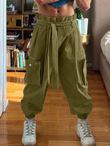 Men's Solid Color Pocket Tie Pant SKUL36597