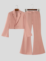 Men's Solid Color Flared Sleeve Two Pieces Outfit SKUL24595