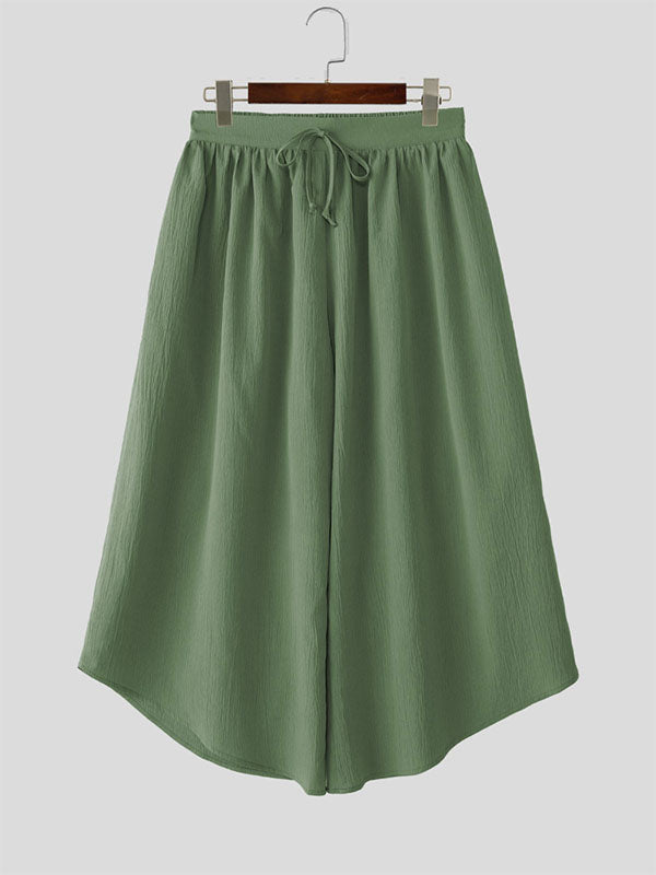 Mens Solid Color Loose Textured Casual Pant SKUL15573