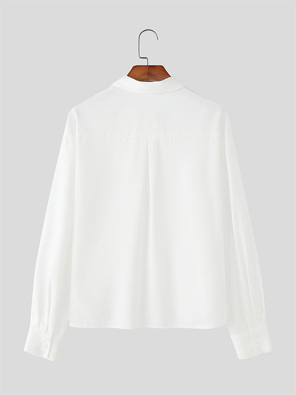 Men's Solid Color Casual Long Sleeve Shirt SKUL25952