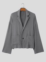 Mens Ruched Textured Long-Sleeve Blazer SKUK79564