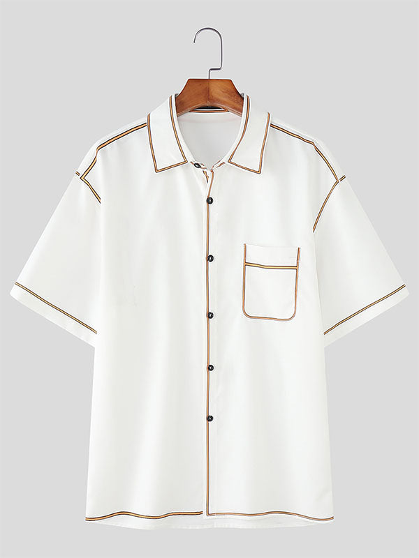 Men's Colorblock Striped Short Sleeve Shirt SKUL18006