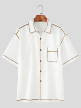 Men's Colorblock Striped Short Sleeve Shirt SKUL18006