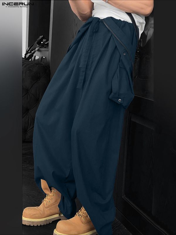 Men's Solid Casual Drawstring Jumpsuit SKUL31925