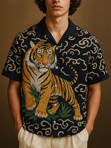 Mens Tiger Print Short Sleeve Shirt SKUL12868