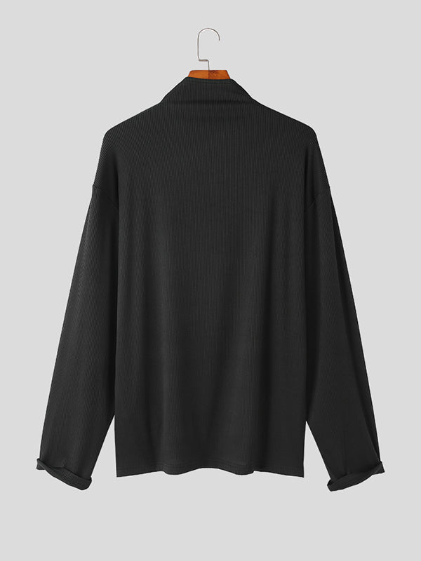 Mens Texture High Neck Long Sleeve T-Shirt SKUK30309