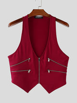 Men's Knit Halter Zip Cropped Tank SKUL21057