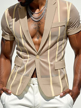 Mens Sheer Striped Short Sleeve Blazer SKUL03124