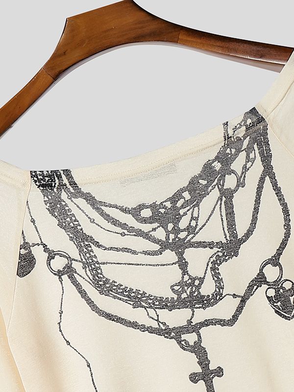 Men's Chain Print Long Sleeve T-Shirt SKUL35055