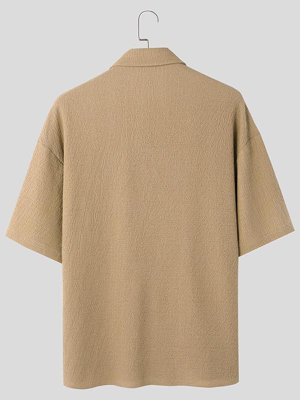 Mens Simple Textured Short Sleeve Two Pieces Outfit SKUL03662