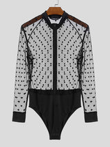 Mens Polka Dot Mesh Sheer Bodysuit SKUK99019