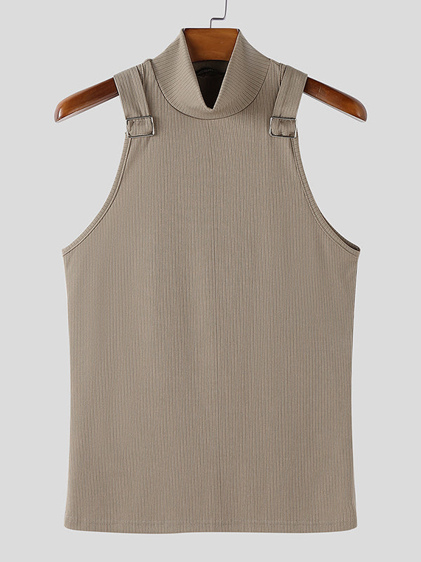 Mens Solid Color Slim-Fit Casual Tank SKUL13719