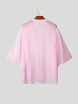 Mens Bowknot Design Sheer Long Sleeve Shirt SKUL09498