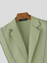 Men's Avant-Garde Open-Side Lace-Up Contrast Stripe Waistcoat SKUL54015