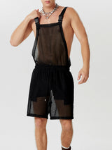 Mens Fashion Hollow Mesh Design Sleeveless Jumpsuit SKUK56412