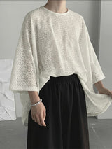 Men's Jacquard Knit Crew Neck 3/4 Length Sleeve T-Shirt SKUL39697