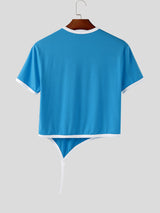 Mens Star Print Cropped Short-Sleeve T-Shirt SKUL17950