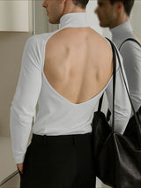 Men's Backless Long Sleeve T-Shirt SKUL38606