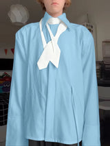 Men's Color Block Hollow Tie Long Sleeve Shirt SKUL36311