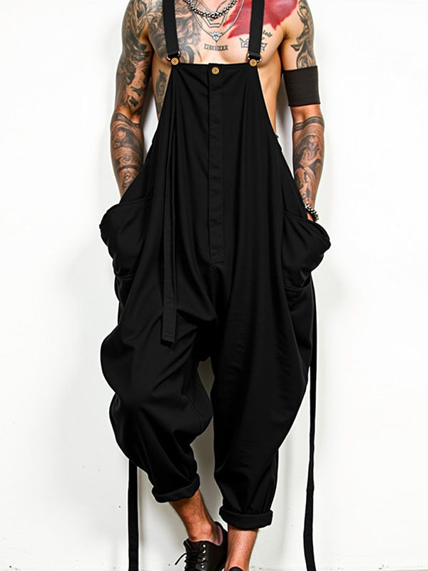 Mens Color-block Loose Sleeveless Jumpsuit SKUL03789