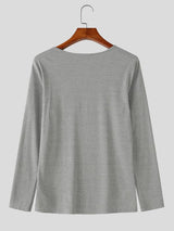 Men's Provocative Avant-Garde Asymmetrical Cut-Out Ribbed Knit Long-Sleeve T-shirt SKUL77301