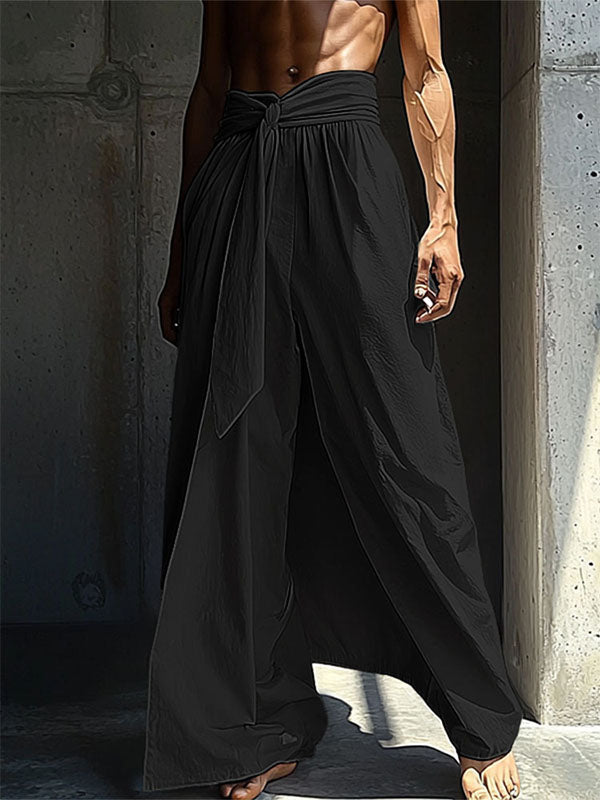 Mens Twist Detail Loose High-Waisted Casual Pant SKUL15578