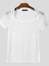 Men's Sheer Mesh Crew Neck Long Sleeve T-shirt SKUL50051