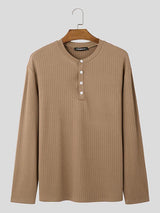 Mens Textured Ribbed Long-Sleeve T-Shirt SKUL01326