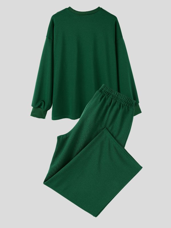 Men's Early Autumn Cozy Solid Color Loose Two Pieces Outfit SKUL80539