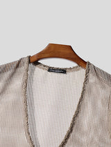 Mens Hollow-Out Mesh Deep V-Neck Tank SKUL16745